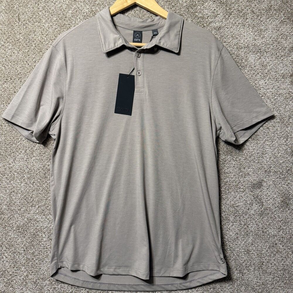 Cuts Clothing Crossover Polo Shirt Mens Large Mourning Dove Gray MK10633N NWT L